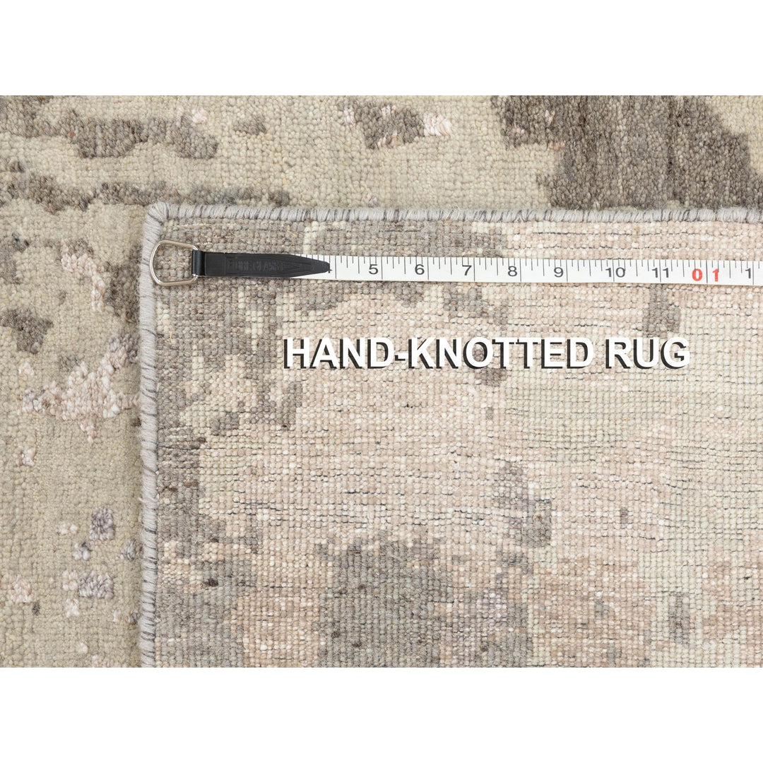 2'8" x 9'7" New Hand Knotted Grey Wool Runner Oriental Rug - MOA10258444