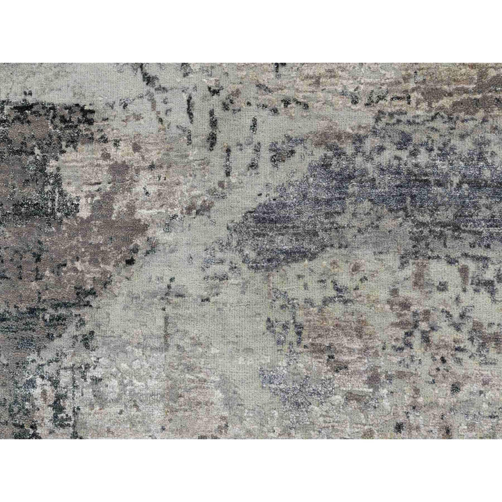 2'8" x 7'8" New Hand Knotted Grey Wool & Silk Runner Oriental Rug - MOA10258458