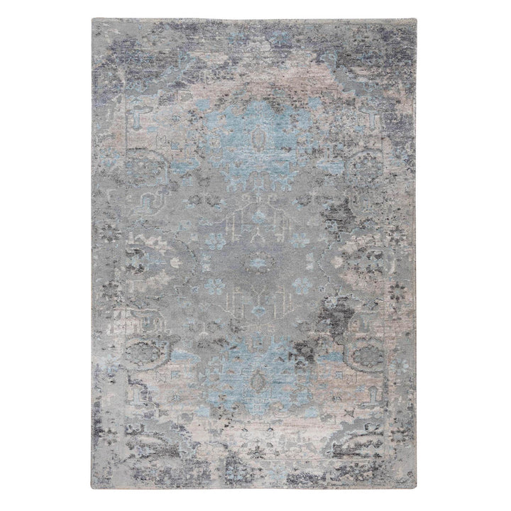 3'0" x 5'0" New Hand Knotted Grey Wool & Silk Rectangle Oriental Rug - MOA10258465