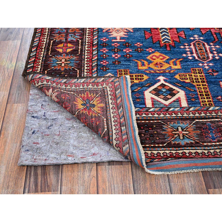 6'0" x 7'10" New Hand Knotted Blue Wool Rectangle Oriental Rug - MOA102584