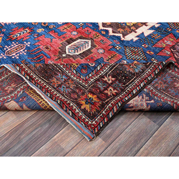 6'0" x 7'10" New Hand Knotted Blue Wool Rectangle Oriental Rug - MOA102584