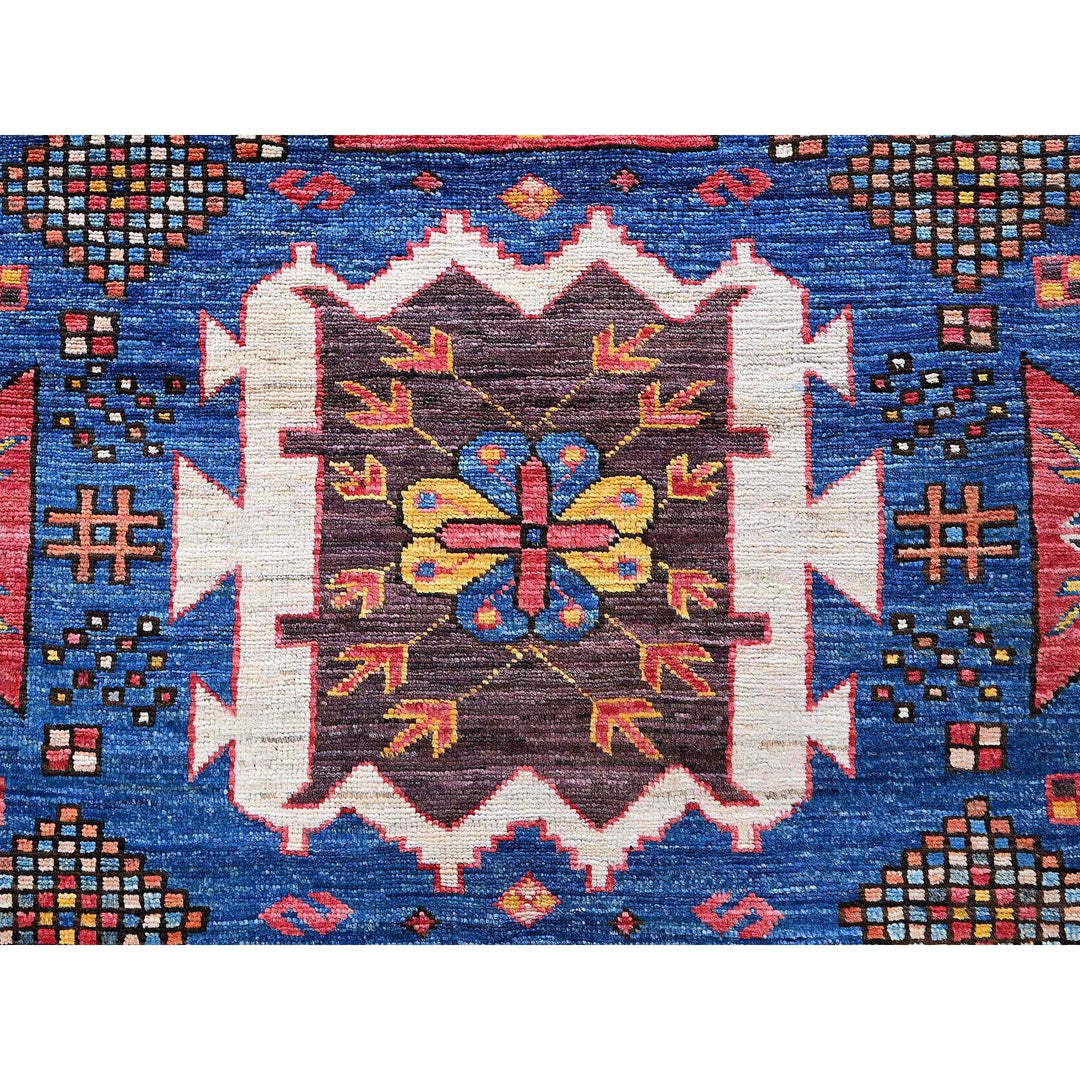 6'0" x 7'10" New Hand Knotted Blue Wool Rectangle Oriental Rug - MOA102584