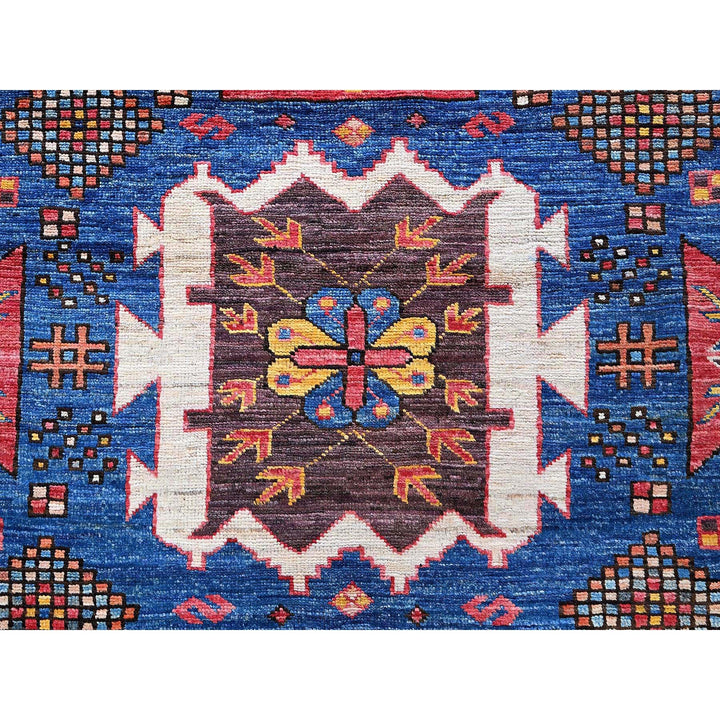 6'0" x 7'10" New Hand Knotted Blue Wool Rectangle Oriental Rug - MOA102584