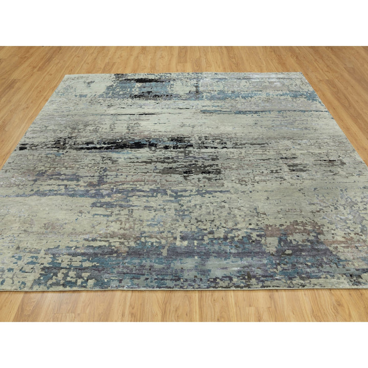 9'10" x 9'11" New Hand Knotted Grey Cotton Square Oriental Rug - MOA10258501