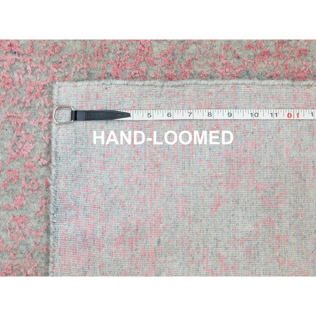 2'6" x 11'10" New Hand Loomed Pink Wool & Art Silk Runner Oriental Rug - MOA10258583