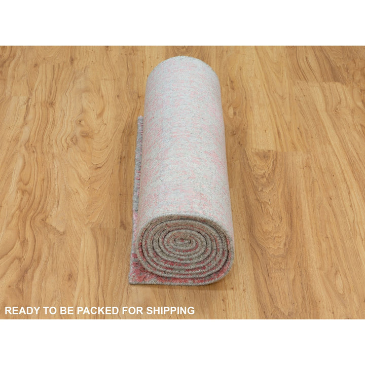 2'6" x 9'10" New Hand Loomed Pink Cotton Runner Oriental Rug - MOA10258598