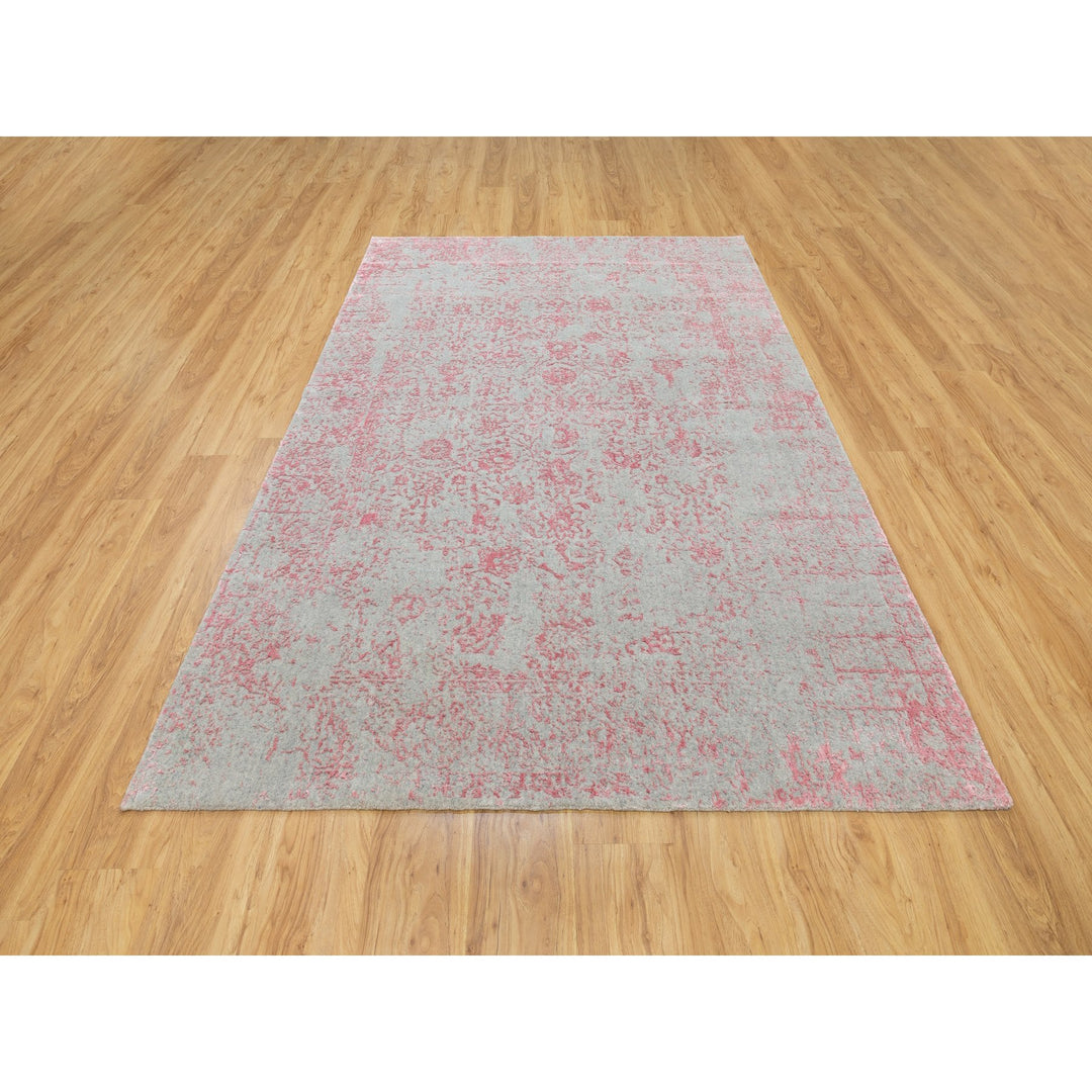 6'0" x 9'0" New Hand Loomed Pink Cotton Rectangle Oriental Rug - MOA10258599