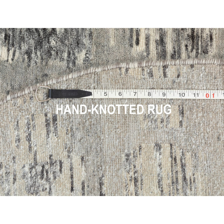 5'2" x 5'2" New Hand Knotted Grey Wool Round Oriental Rug - MOA10258613