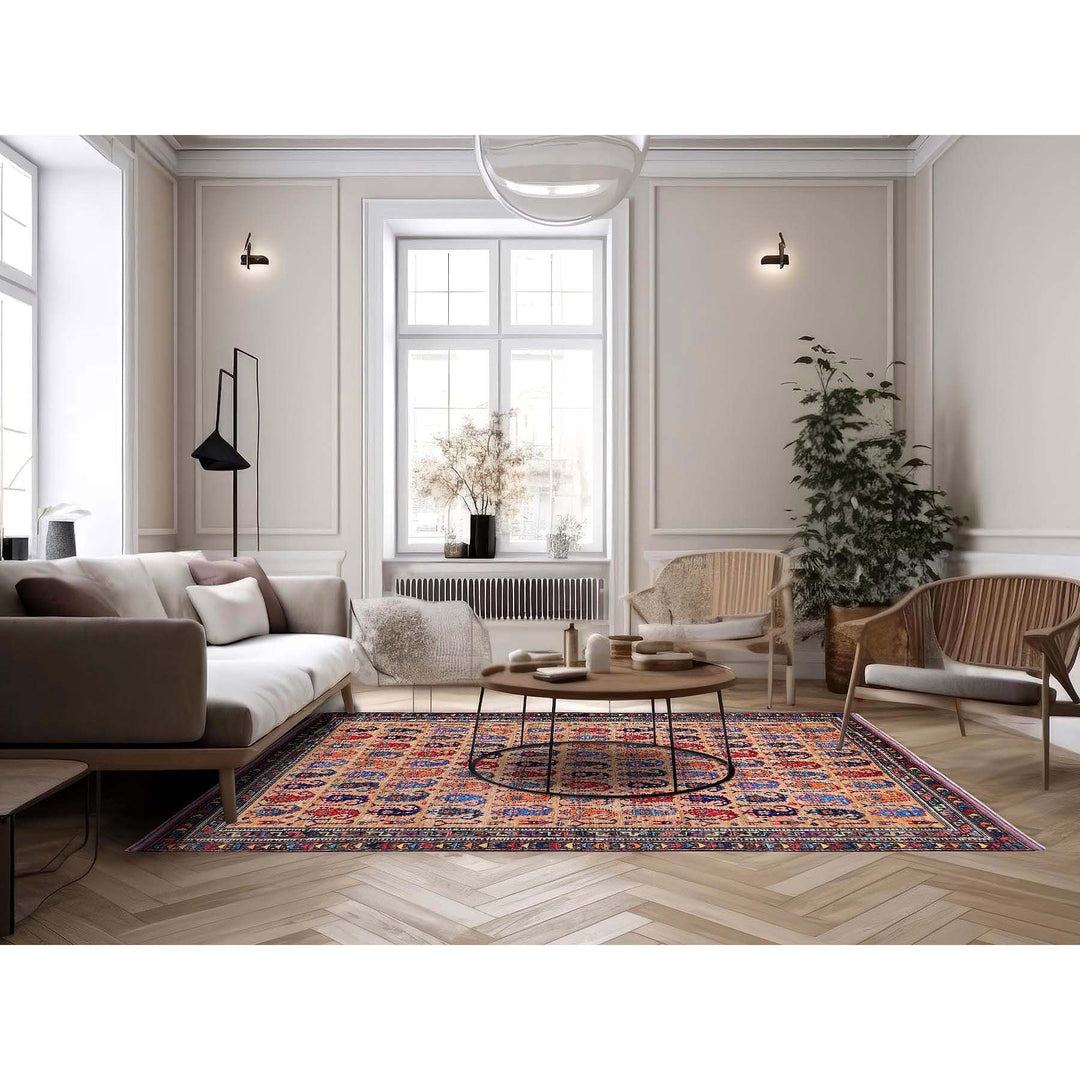 6'3" x 8'4" New Hand Knotted Brown Wool Rectangle Oriental Rug - MOA102586