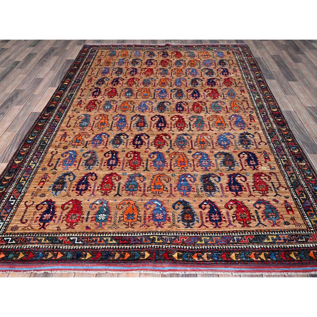 6'3" x 8'4" New Hand Knotted Brown Wool Rectangle Oriental Rug - MOA102586