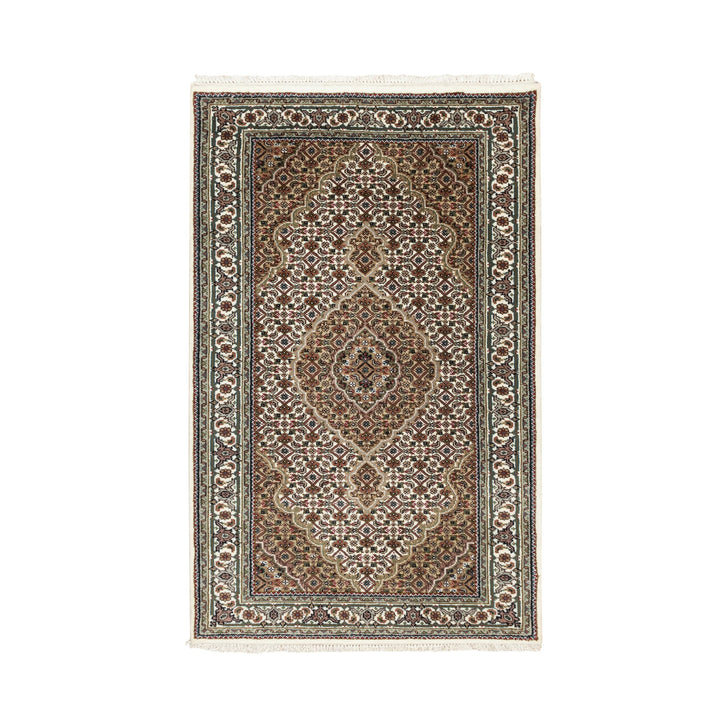 3'0" x 5'6" New Hand Knotted Ivory Wool Rectangle Oriental Rug - MOA10258700