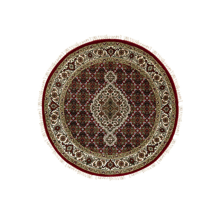 3'4" x 3'4" New Hand Knotted Red Wool Round Oriental Rug - MOA10258742