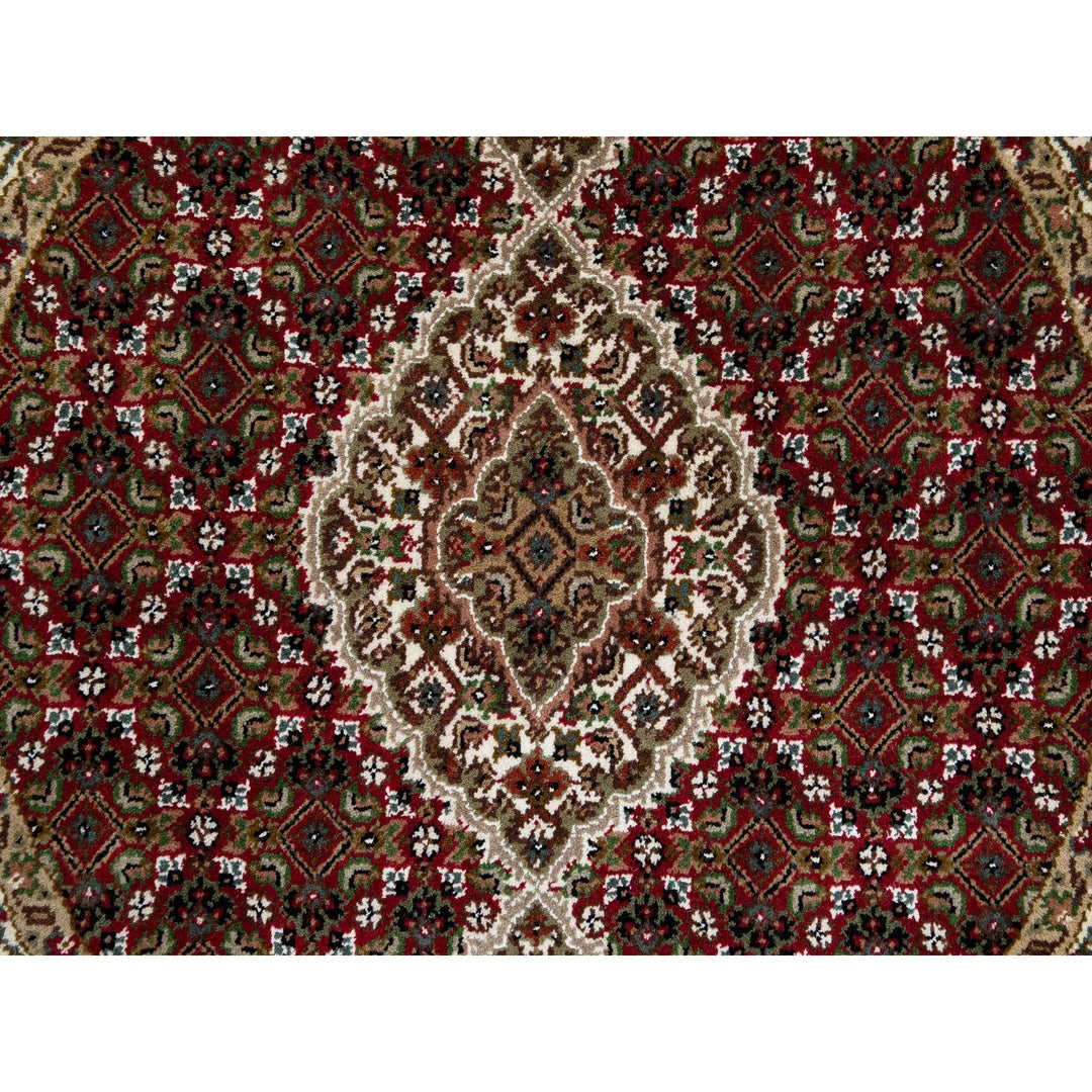 3'4" x 3'4" New Hand Knotted Red Wool Round Oriental Rug - MOA10258742