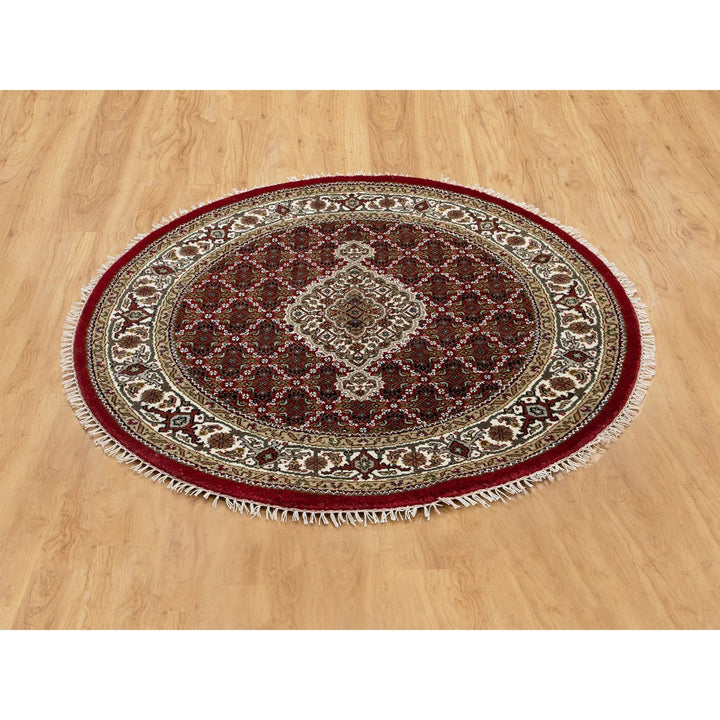 4'0" x 4'0" New Hand Knotted Red Wool Round Oriental Rug - MOA10258746