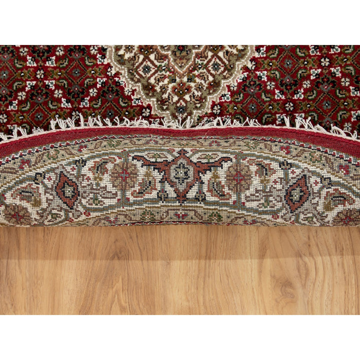 4'0" x 4'0" New Hand Knotted Red Wool Round Oriental Rug - MOA10258746