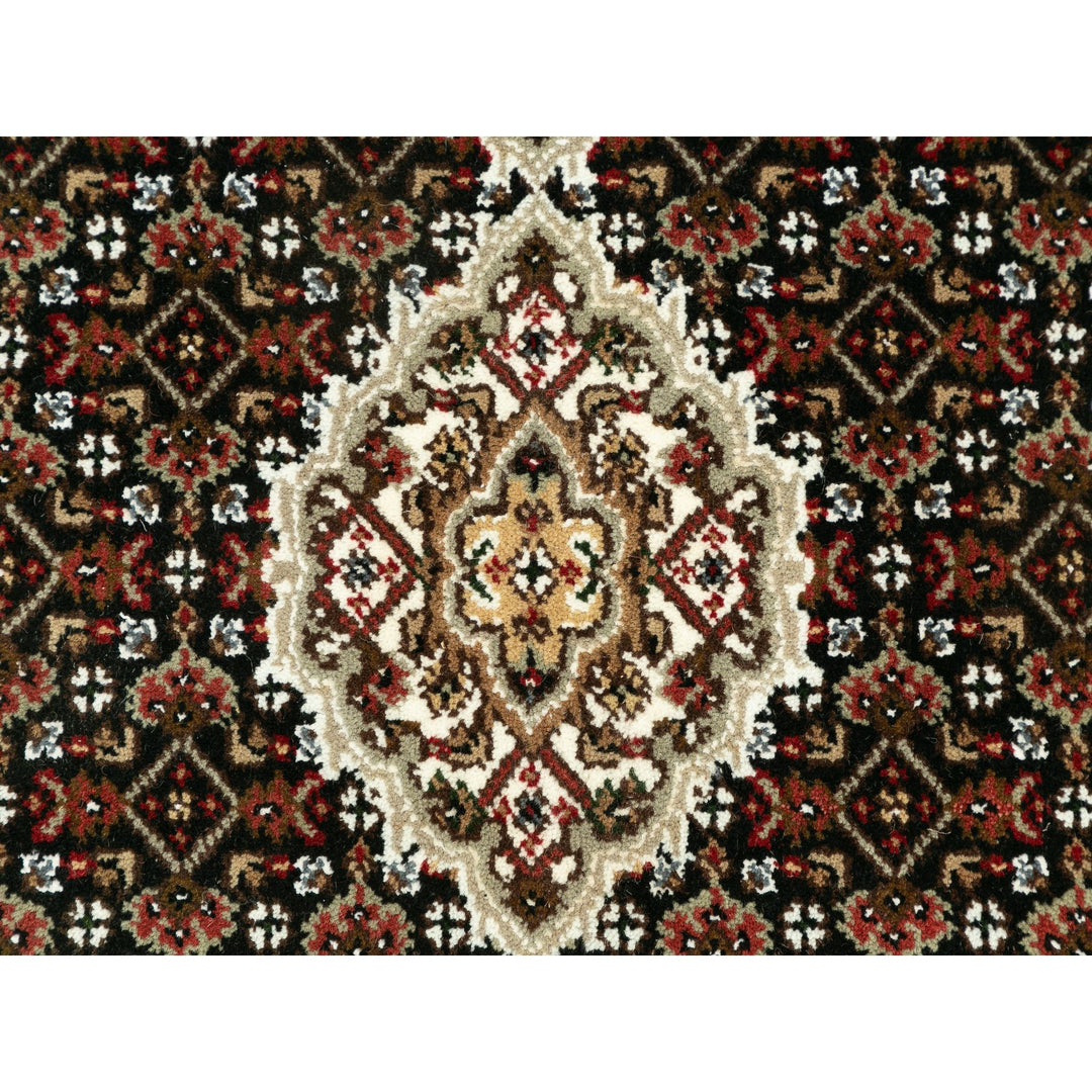 3'0" x 3'0" New Hand Knotted Black Cotton Round Oriental Rug - MOA10258779