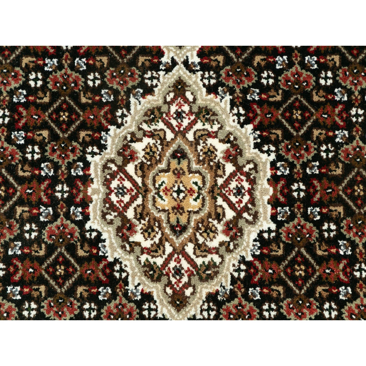 3'0" x 3'0" New Hand Knotted Black Wool Round Oriental Rug - MOA10258779