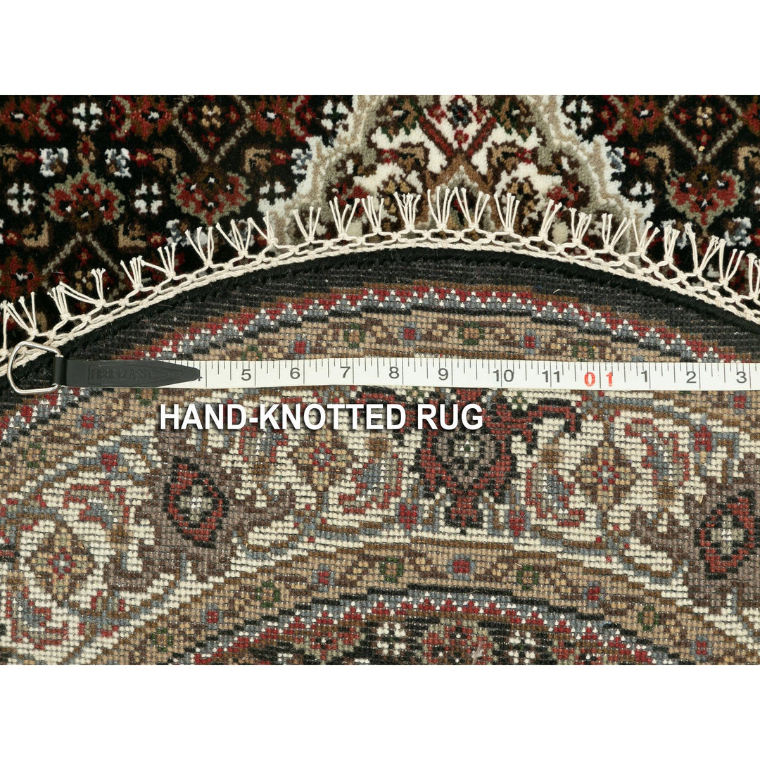 3'0" x 3'0" New Hand Knotted Black Cotton Round Oriental Rug - MOA10258779