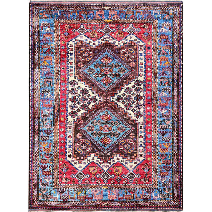 6'0" x 7'8" New Hand Knotted Ivory Wool Rectangle Oriental Rug - MOA102587