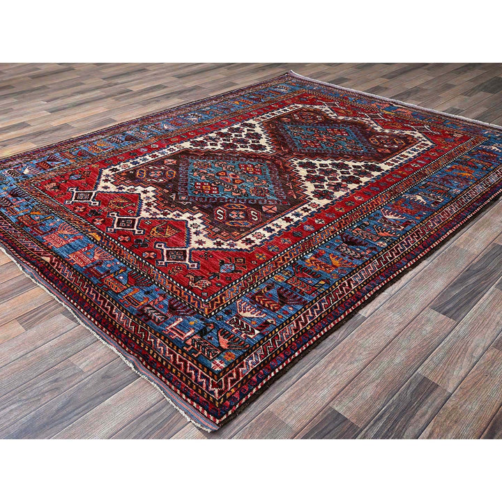 6'0" x 7'8" New Hand Knotted Ivory Wool Rectangle Oriental Rug - MOA102587