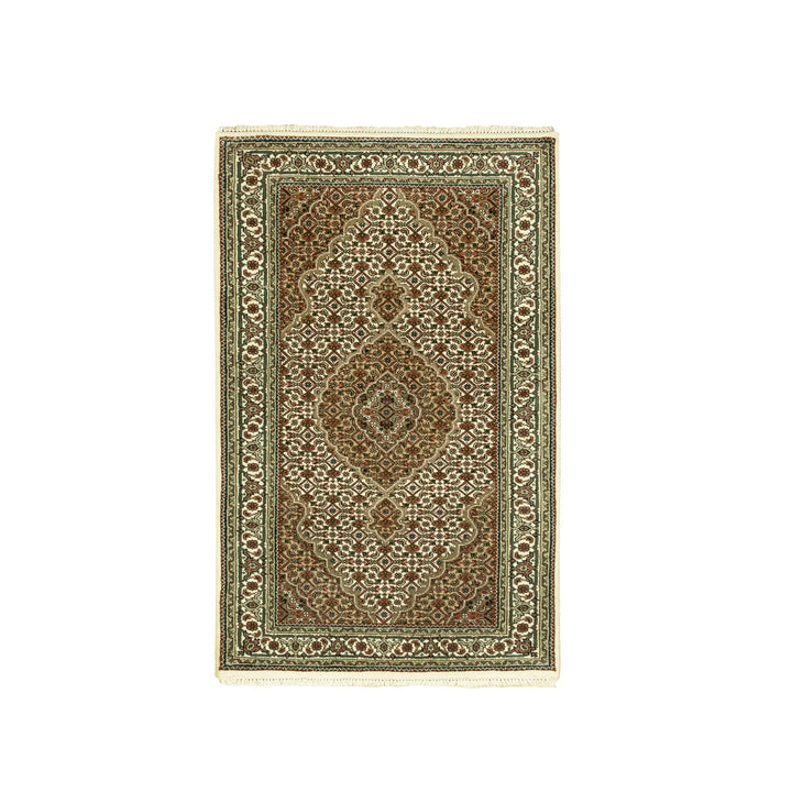 3'0" x 5'4" New Hand Knotted Ivory Wool Rectangle Oriental Rug - MOA10258830