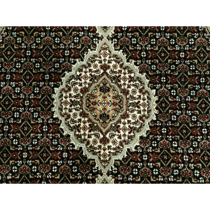 4'0" x 4'0" New Hand Knotted Black Wool Round Oriental Rug - MOA10258842