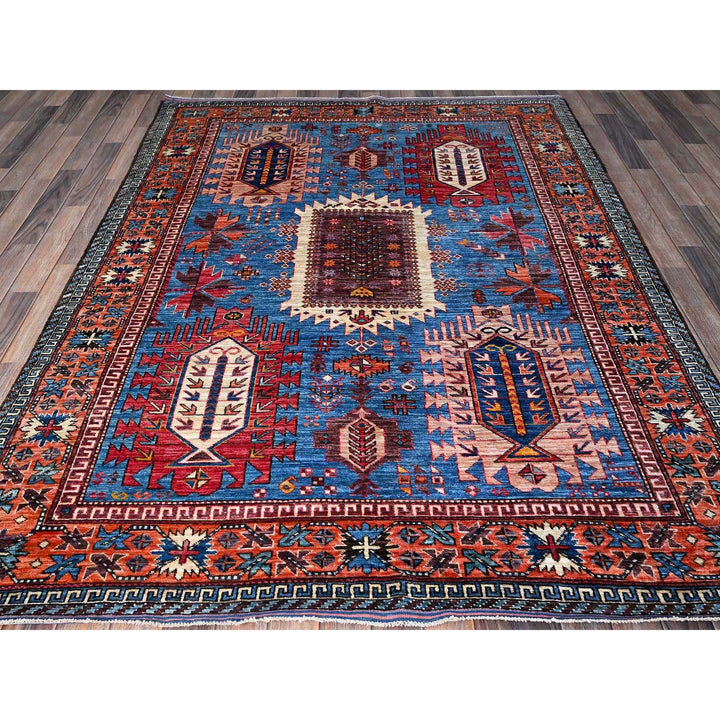 5'11" x 7'8" New Hand Knotted Blue Wool Rectangle Oriental Rug - MOA102588
