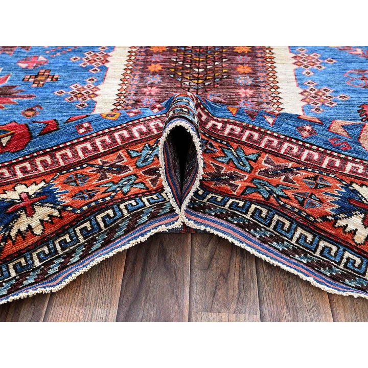 5'11" x 7'8" New Hand Knotted Blue Wool Rectangle Oriental Rug - MOA102588