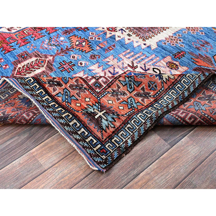 5'11" x 7'8" New Hand Knotted Blue Wool Rectangle Oriental Rug - MOA102588