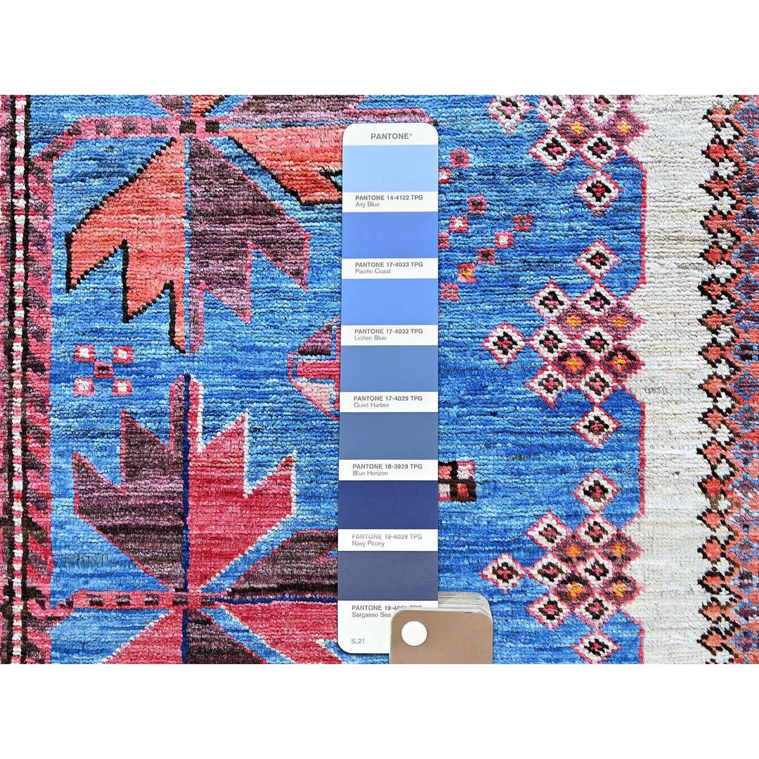 5'11" x 7'8" New Hand Knotted Blue Wool Rectangle Oriental Rug - MOA102588