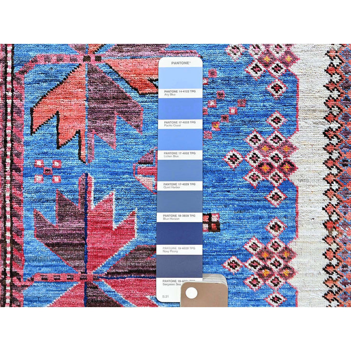 5'11" x 7'8" New Hand Knotted Blue Wool Rectangle Oriental Rug - MOA102588
