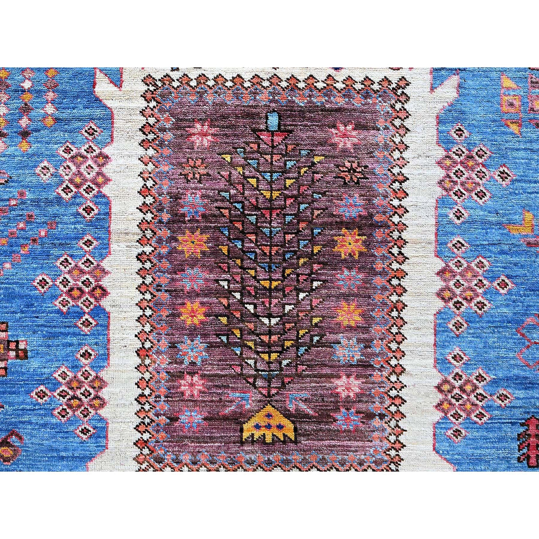 5'11" x 7'8" New Hand Knotted Blue Wool Rectangle Oriental Rug - MOA102588