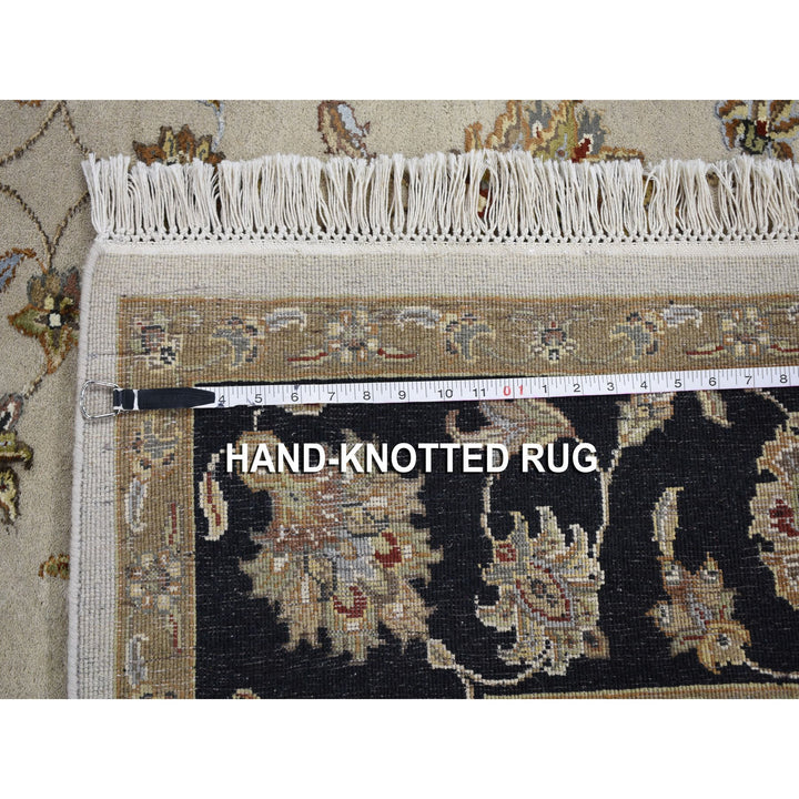 6'0" x 9'3" New Hand Knotted Ivory Wool & Silk Rectangle Oriental Rug - MOA10259016