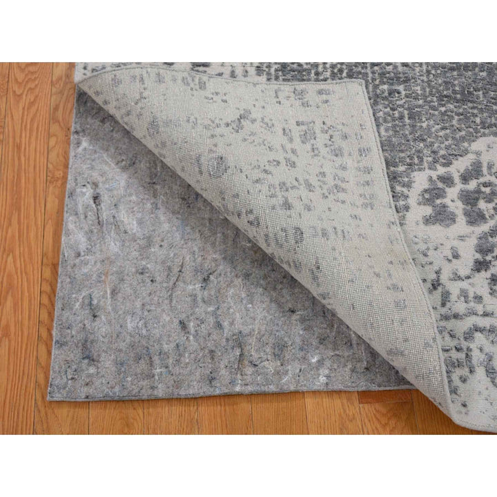 4'0" x 6'0" New Hand Knotted Grey Wool & Silk Rectangle Oriental Rug - MOA10259085