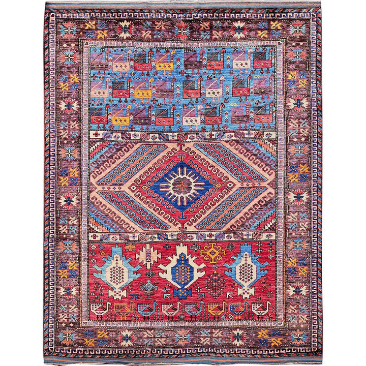 5'11" x 7'4" New Hand Knotted Multicolored Wool Rectangle Oriental Rug - MOA102590