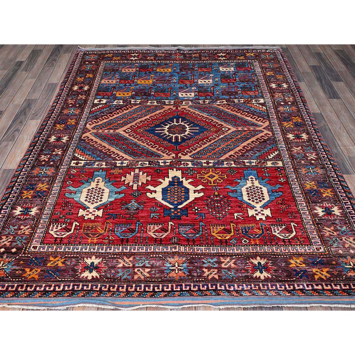 5'11" x 7'4" New Hand Knotted Multicolored Wool Rectangle Oriental Rug - MOA102590