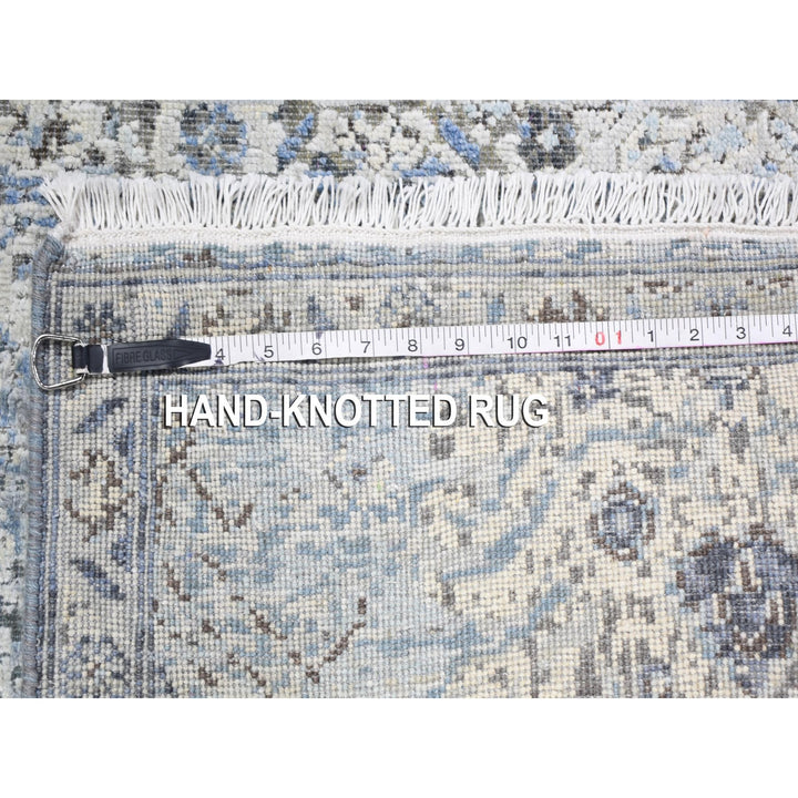 2'5" x 8'0" New Hand Knotted Blue Wool & Silk Runner Oriental Rug - MOA10259171