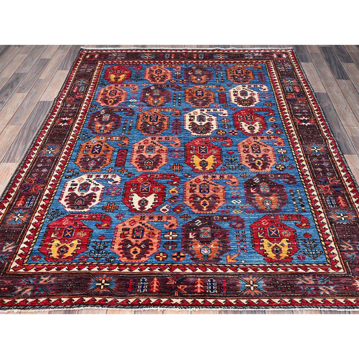 5'4" x 6'8" New Hand Knotted Blue Wool Rectangle Oriental Rug - MOA102591