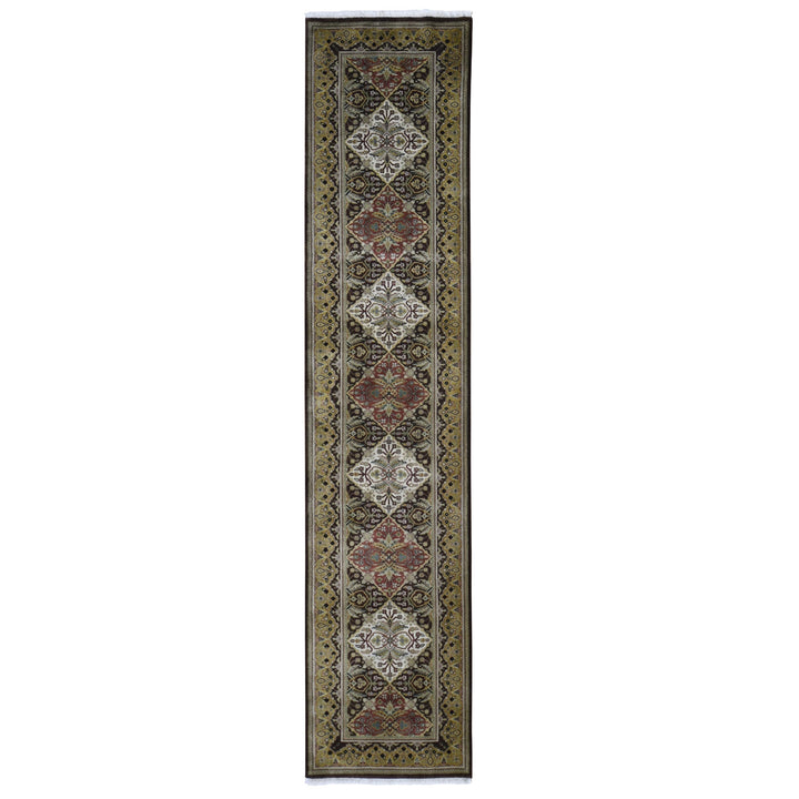 2'7" x 12'0" New Hand Knotted Brown Wool Runner Oriental Rug - MOA10259201