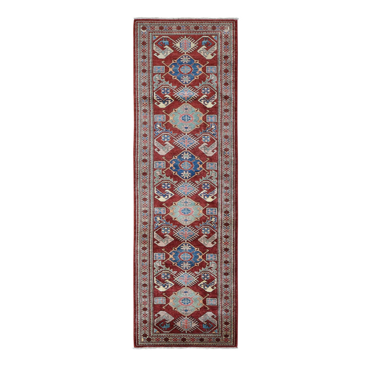 2'10" x 9'0" New Hand Knotted Red Wool Runner Oriental Rug - MOA10259206