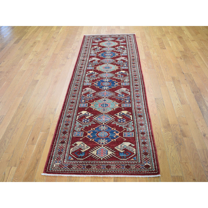 2'10" x 9'0" New Hand Knotted Red Wool Runner Oriental Rug - MOA10259206