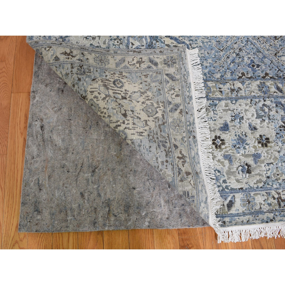 8'10" x 12'0" New Hand Knotted Blue Wool & Silk Rectangle Oriental Rug - MOA10259255