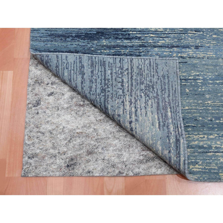 6'0" x 8'10" New Hand Knotted Blue Wool Rectangle Oriental Rug - MOA10259256