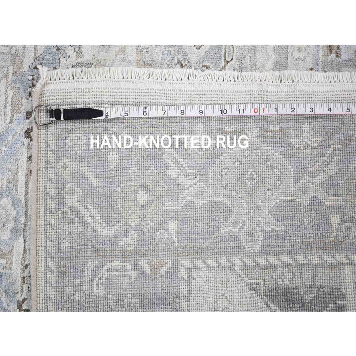 4'0" x 6'2" New Hand Knotted Ivory Wool & Silk Rectangle Oriental Rug - MOA10259275