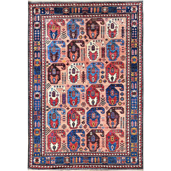 5'1" x 7'3" New Hand Knotted Orange Wool Rectangle Oriental Rug - MOA102592