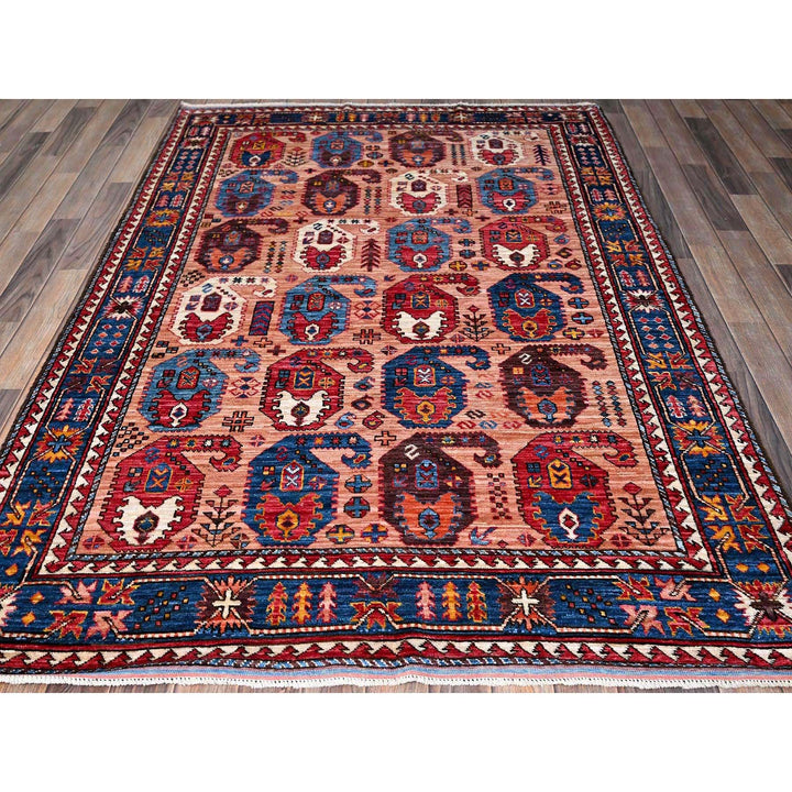 5'1" x 7'3" New Hand Knotted Orange Wool Rectangle Oriental Rug - MOA102592