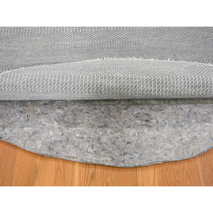 6'0" x 6'0" New Hand Knotted Grey Wool & Silk Round Oriental Rug - MOA10259322