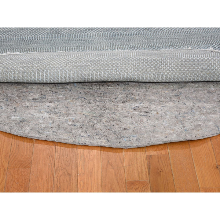 6'0" x 6'0" New Hand Knotted Grey Wool & Silk Round Oriental Rug - MOA10259333