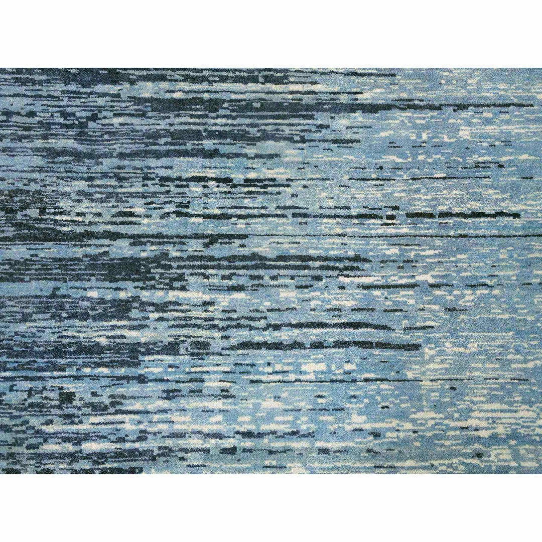 10'1" x 14'1" New Hand Knotted Blue Wool Rectangle Oriental Rug - MOA10259356