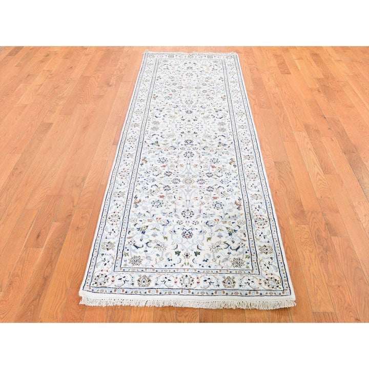 2'8" x 8'3" New Hand Knotted Ivory Wool Runner Oriental Rug - MOA10259389